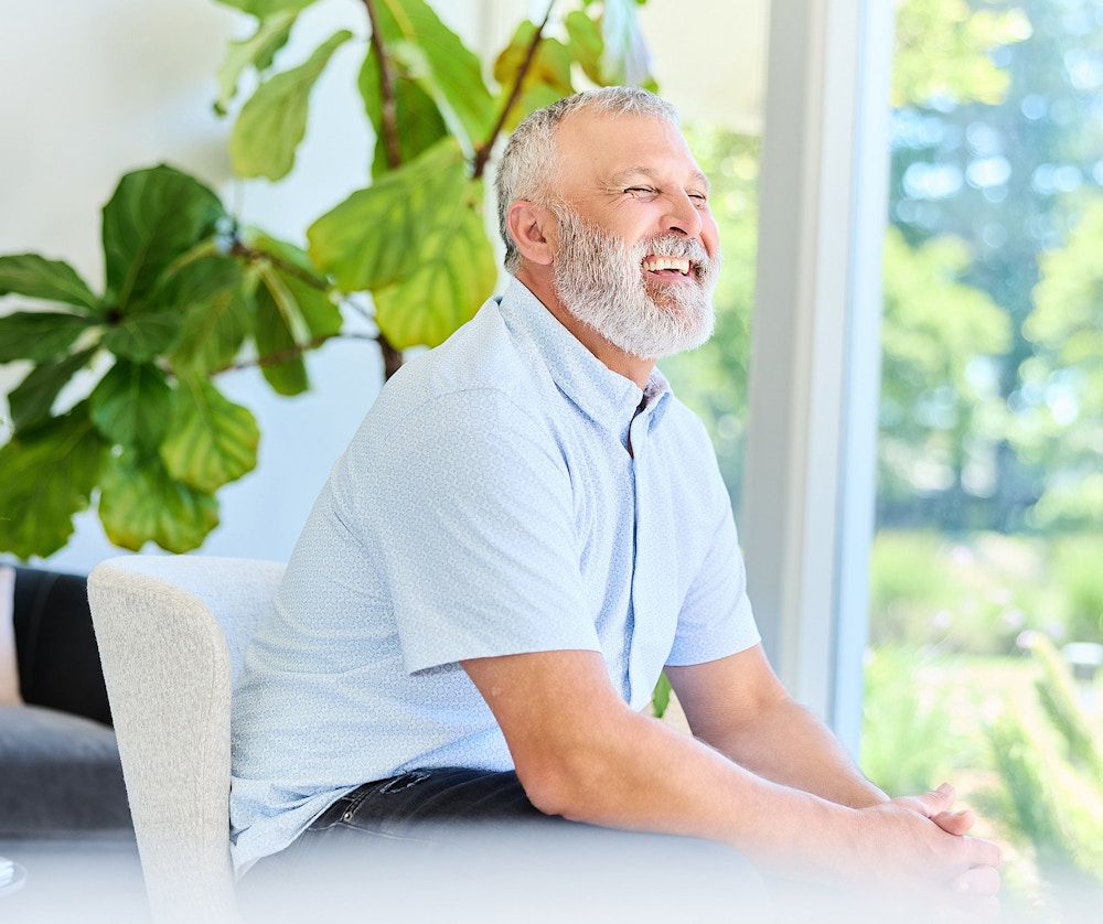 man in a light blue shirt