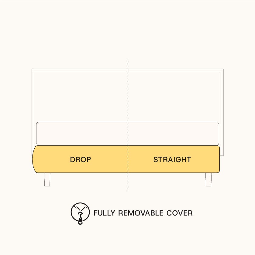 Bed frame&nbsp;
Available in drop or straight  to give your bed the style that best represents you. Customize your swivel by choosing from a wide range of fabrics and colors that can be mixed and matched.