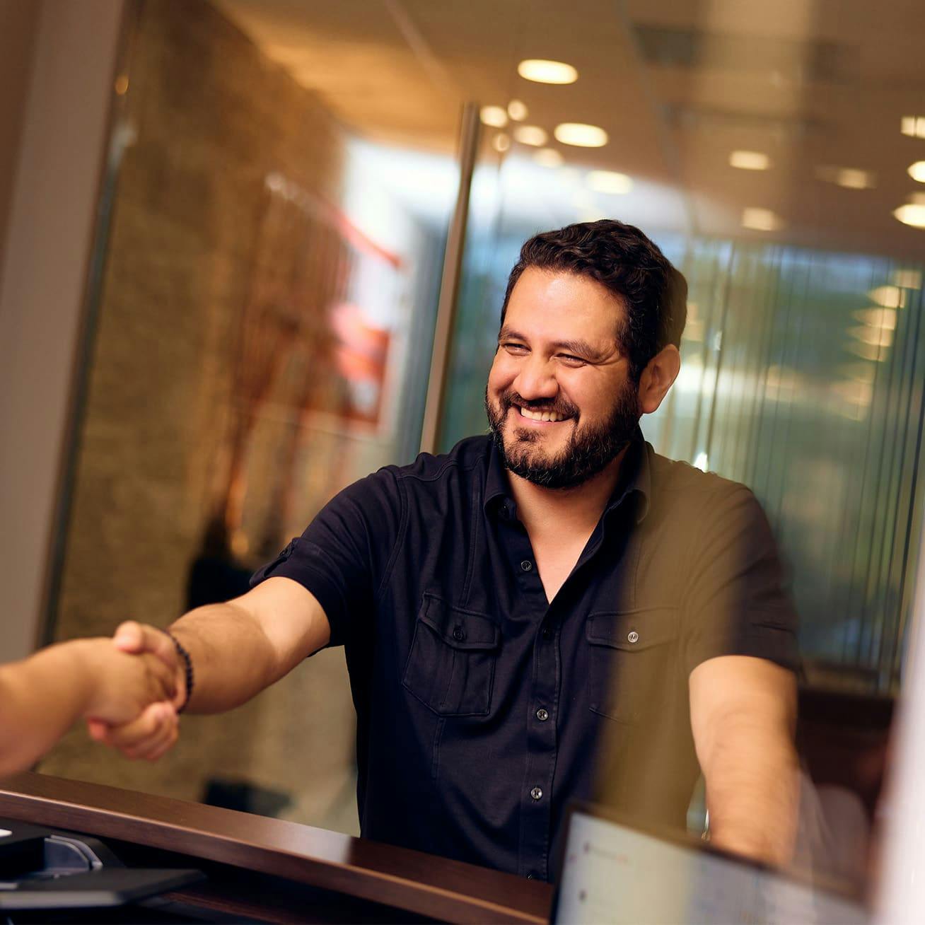 man shaking someone's hand