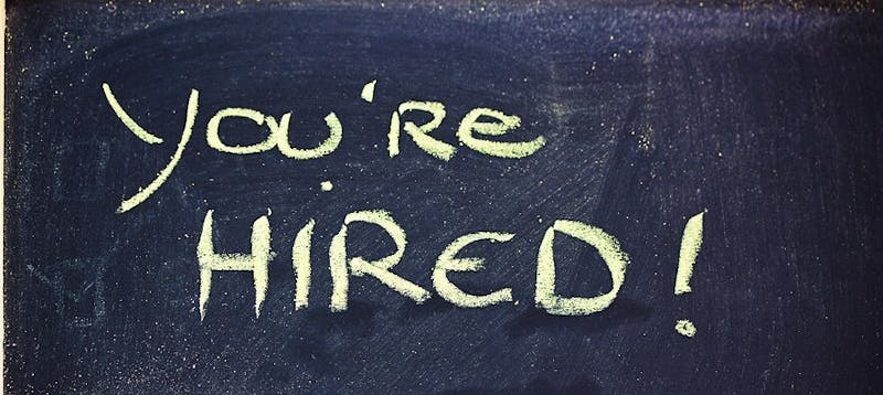 you're hired on chalkboard