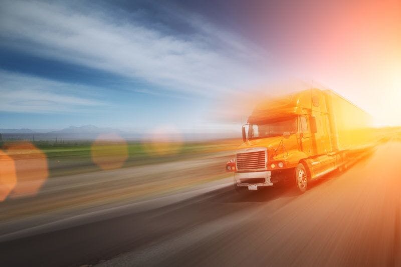 Semi Driving down the highway