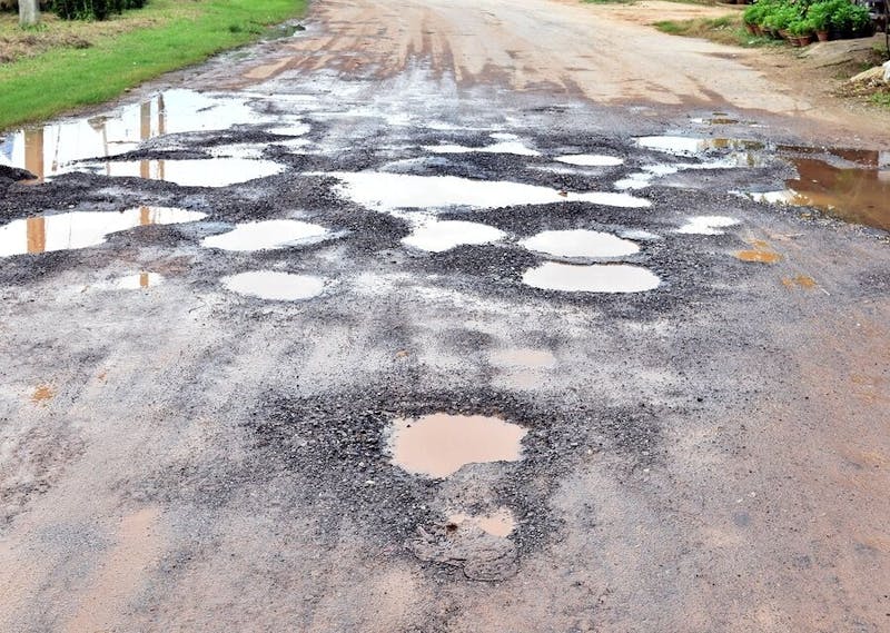 picture of potholes in a dirt road