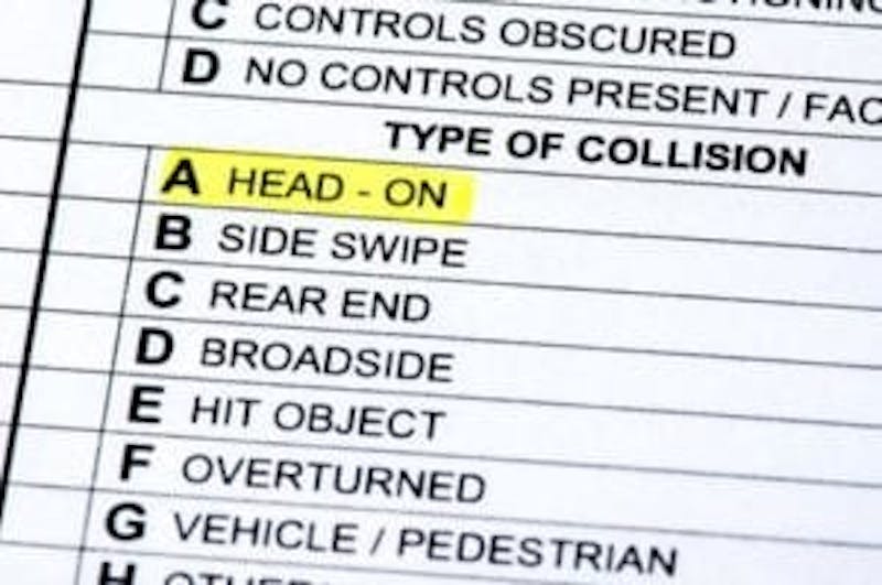 list of types of car accidents