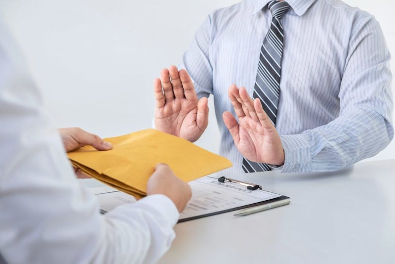Person refusing to take a paper