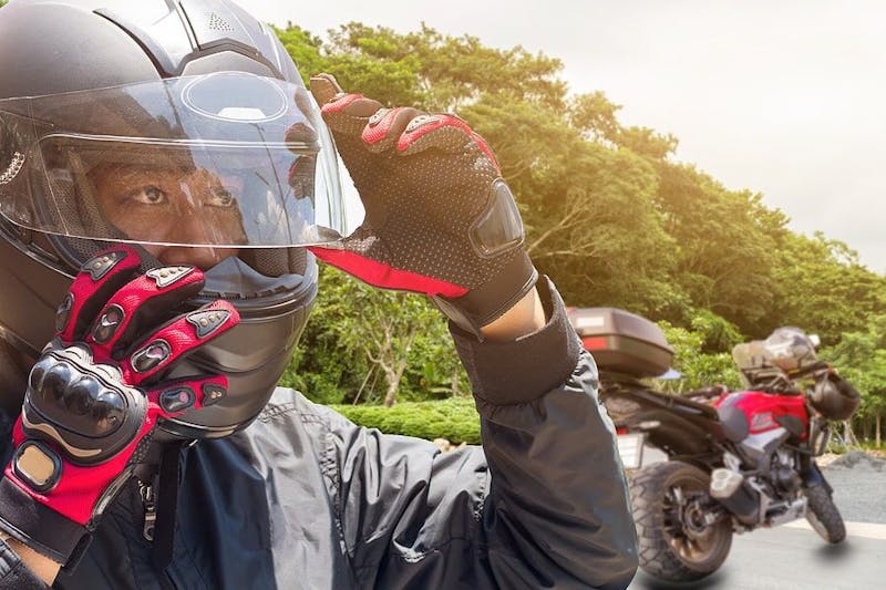 motorcylist with helmet