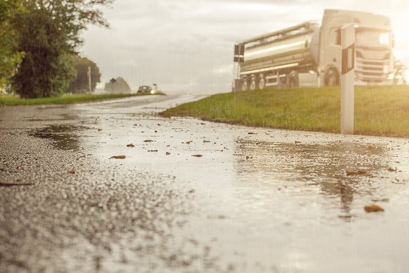 truck driving in the distance