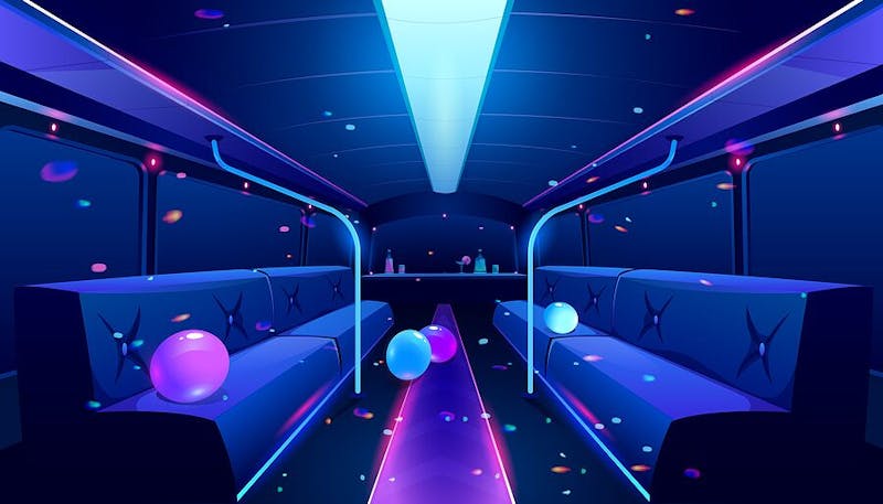 Inside of a party bus
