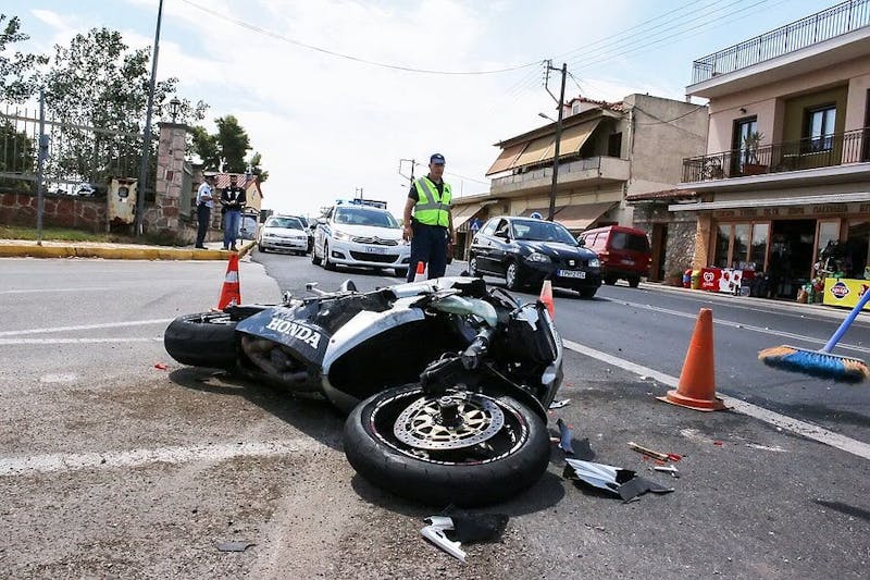 A crashed motorcycle