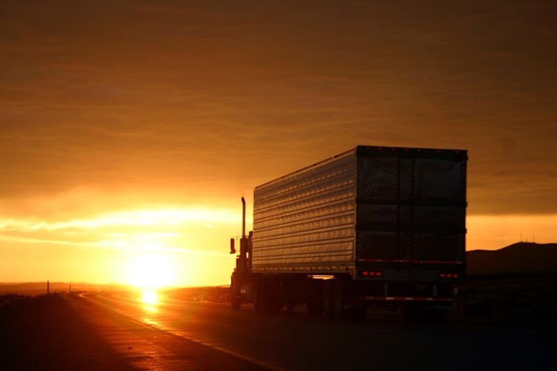 Truck at sunset