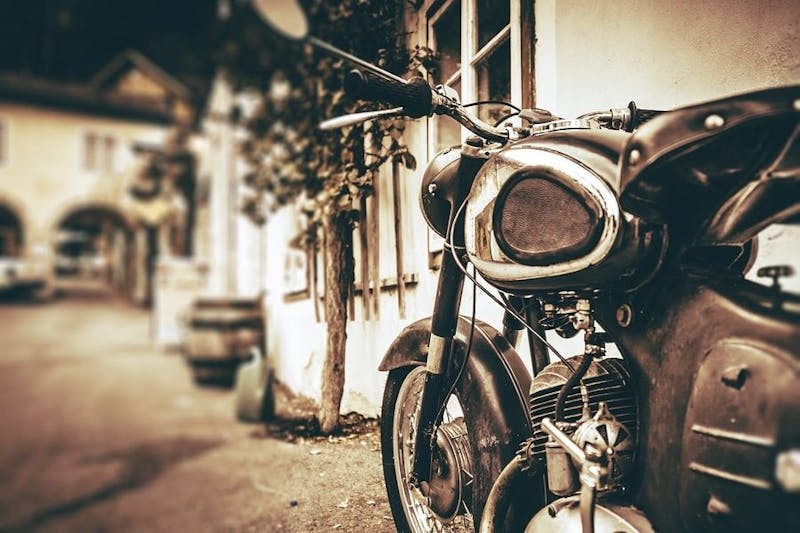 Motorcycle on the side of a street