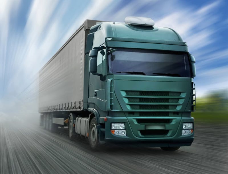 Semi Truck going down highway