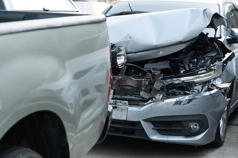 Car after hitting a truck
