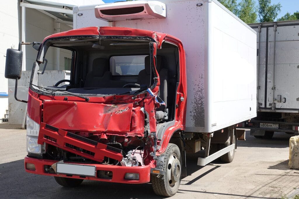 Truck that's been in an accident