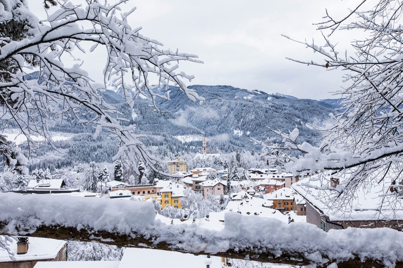 Cloudy day over Cavalese, Val di Femme, Italy.