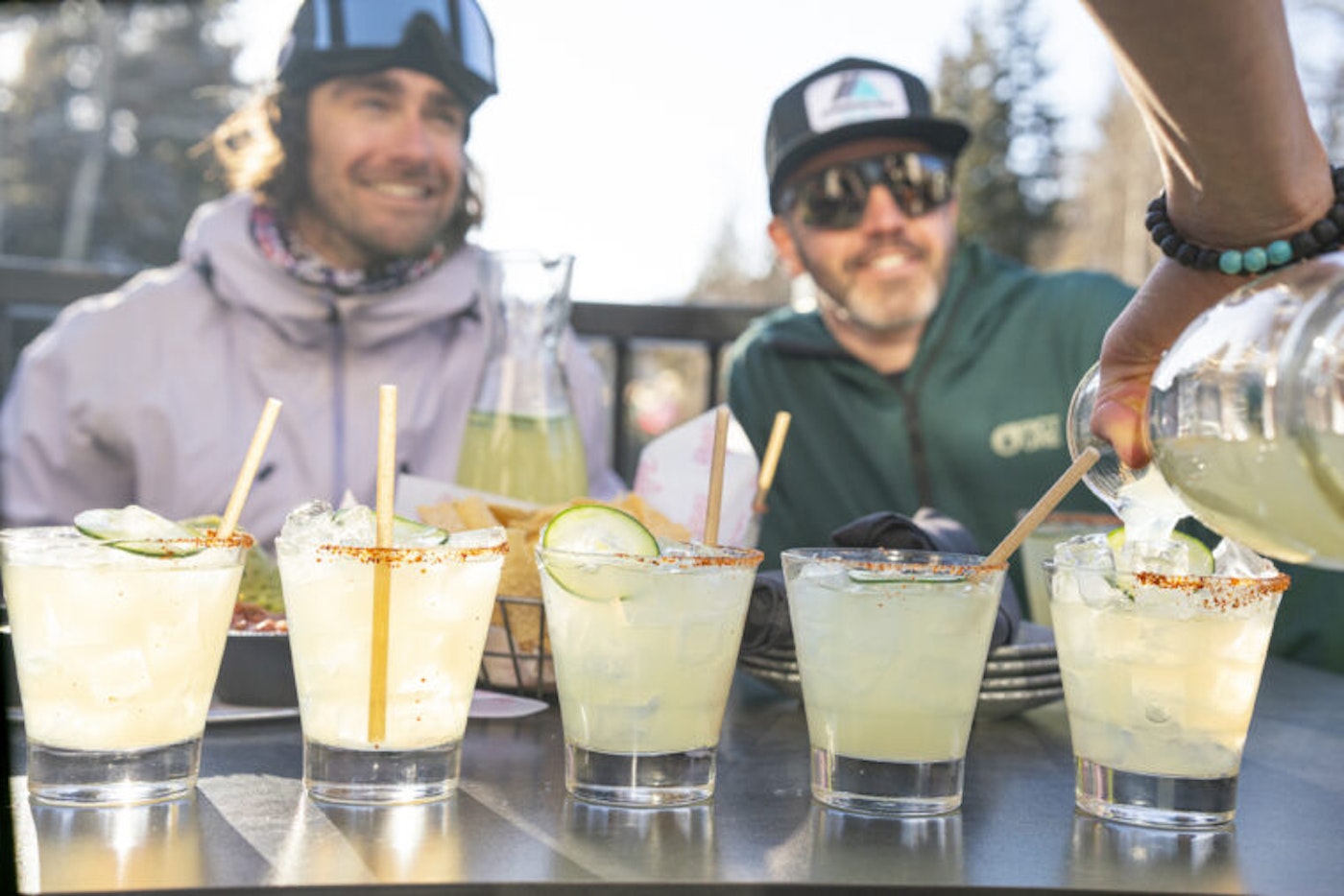 Drinking margaritas on a patio in Colorado.