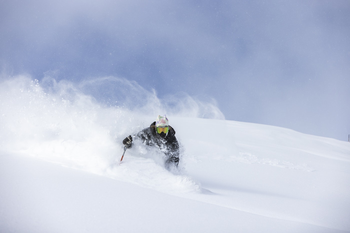 Skier Karl Fostvedt skis through deep snow