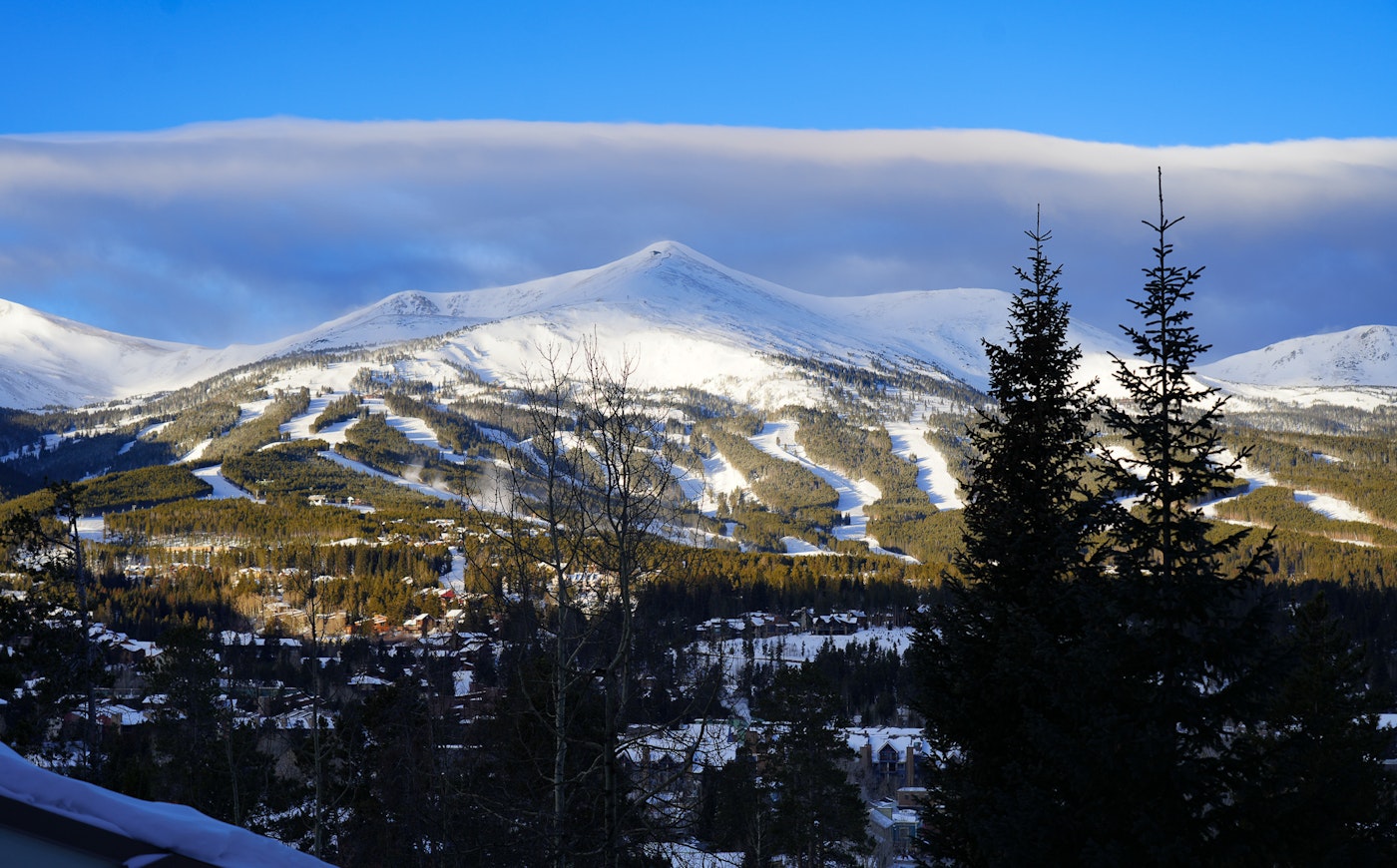 Breckenridge ski resort under a clouded sky