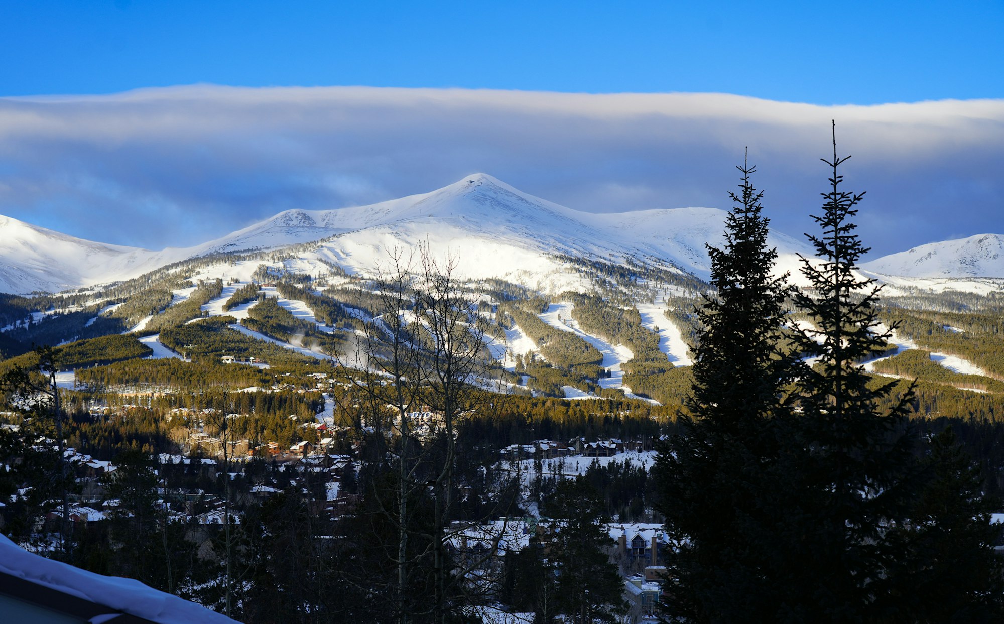 Breckenridge ski resort under a clouded sky