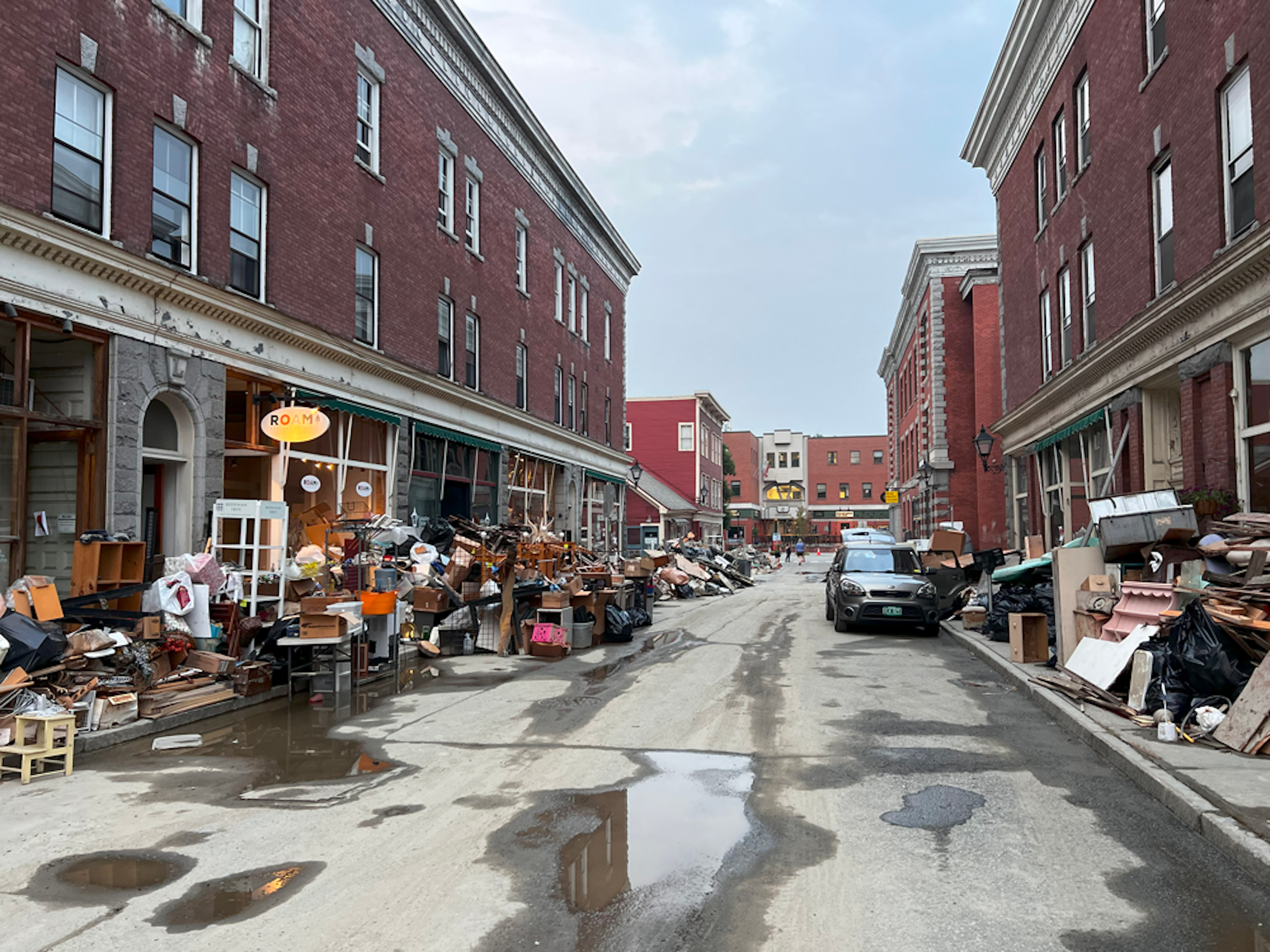 Downtown Ludlow, VT after a flood
