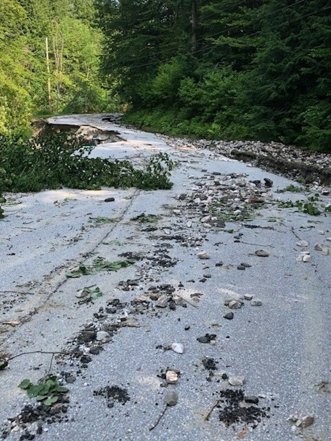 Road in Ludlow, VT after a major flood