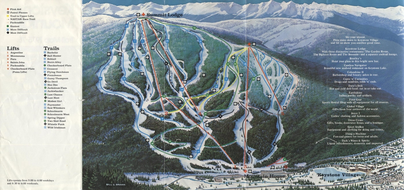 1975 Map of Keystone Ski Resort