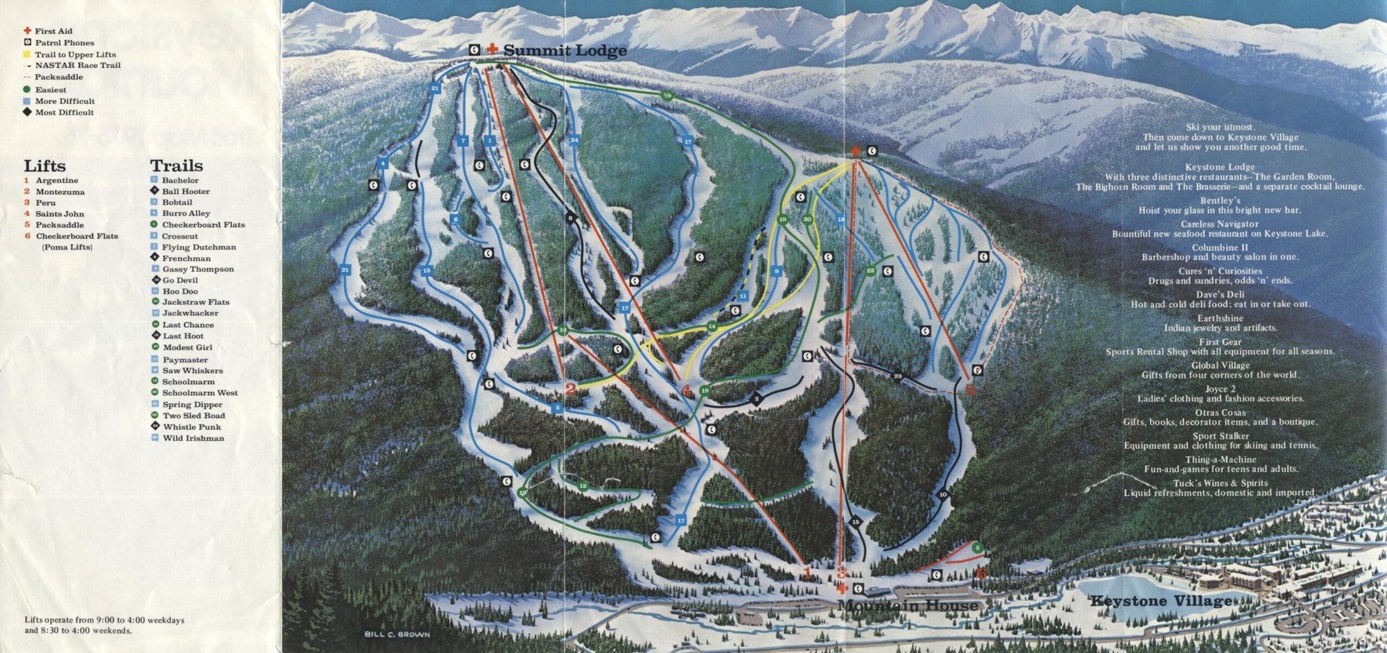 1975 Map of Keystone Ski Resort