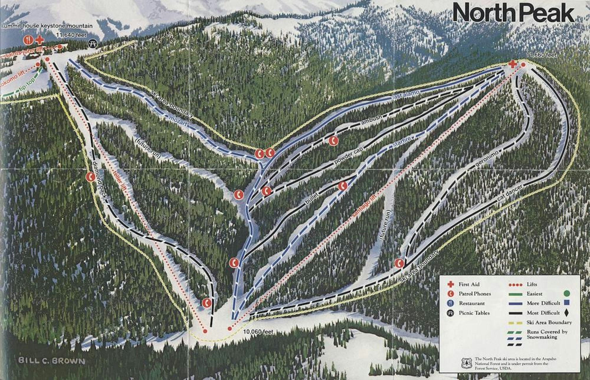 1984 Map of the North Peak of Keystone Ski Resort