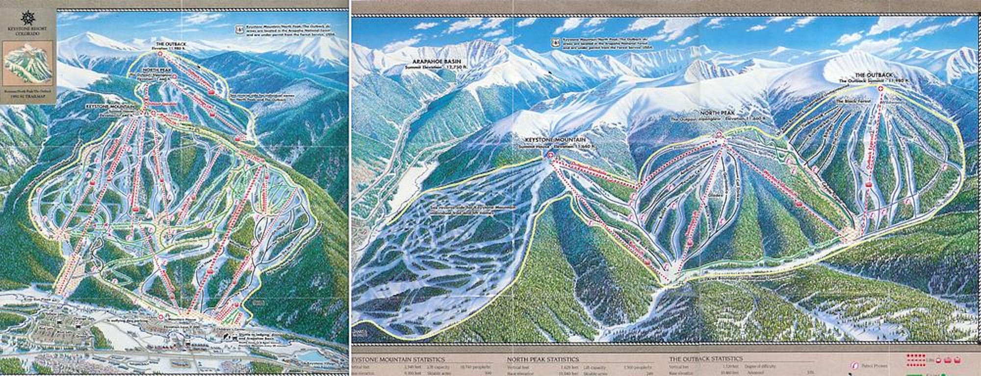 1991 Map of Keystone Ski Resort
