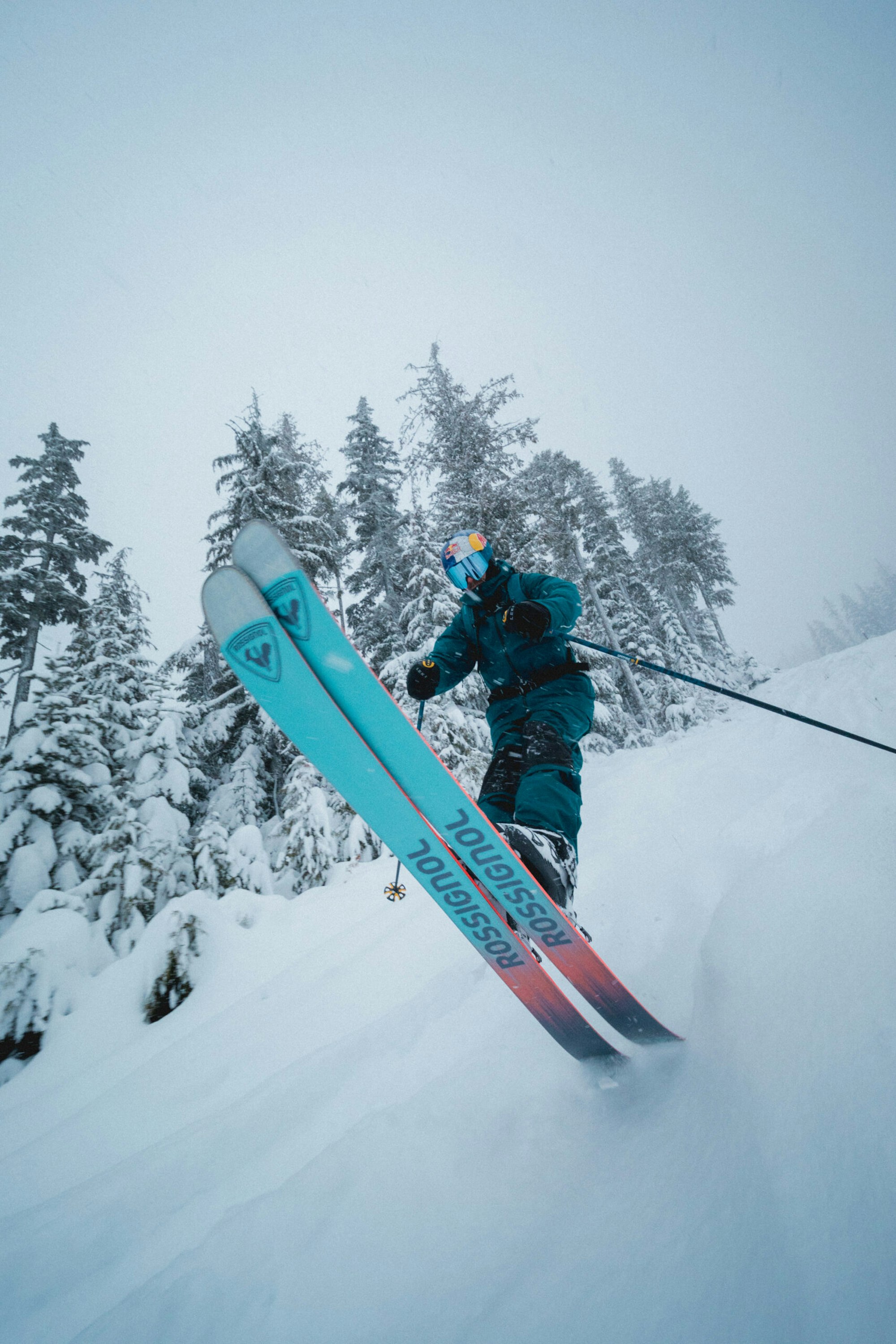 Skier skiing on Rossignol Sender free 110
