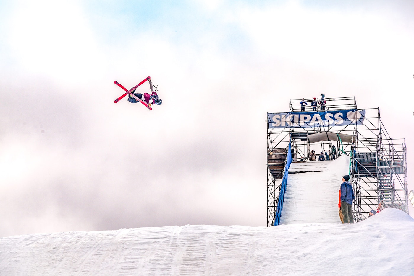 John Brown cork spinning off a jump in the clouds