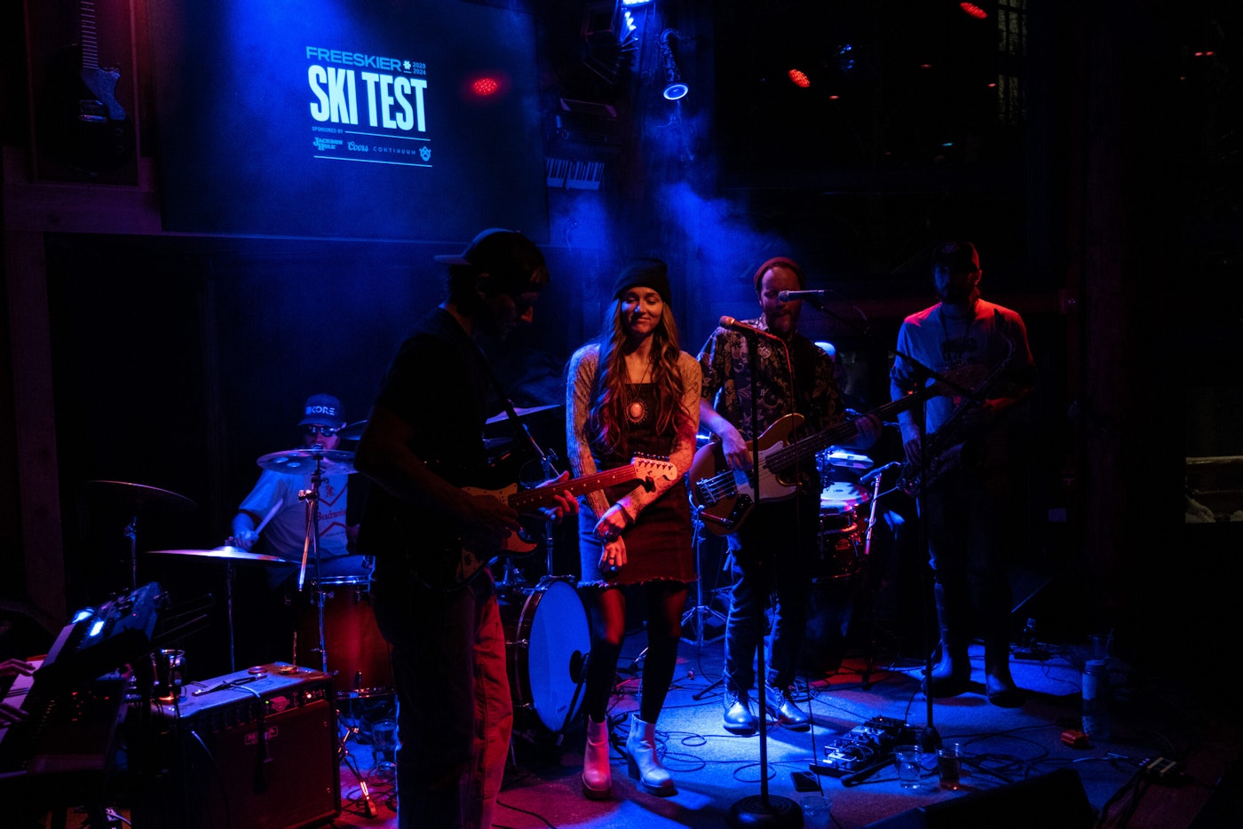 a band plays on stage at the mangy moose saloon