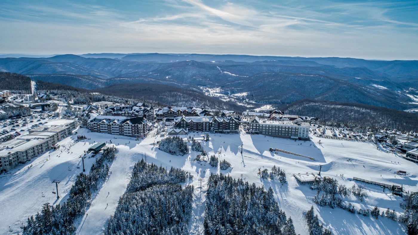 Snow covered mountain village