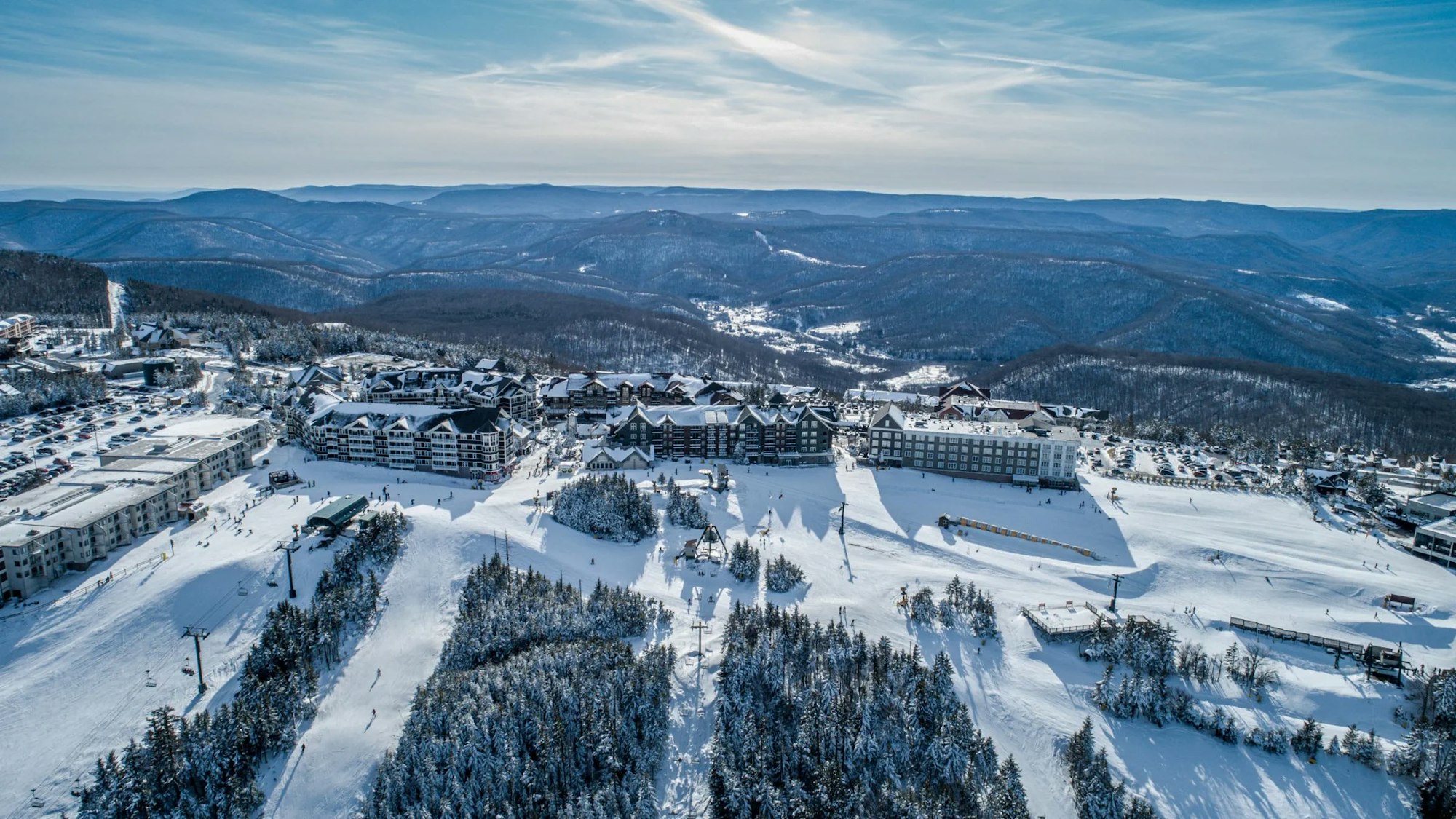 Snow covered mountain village