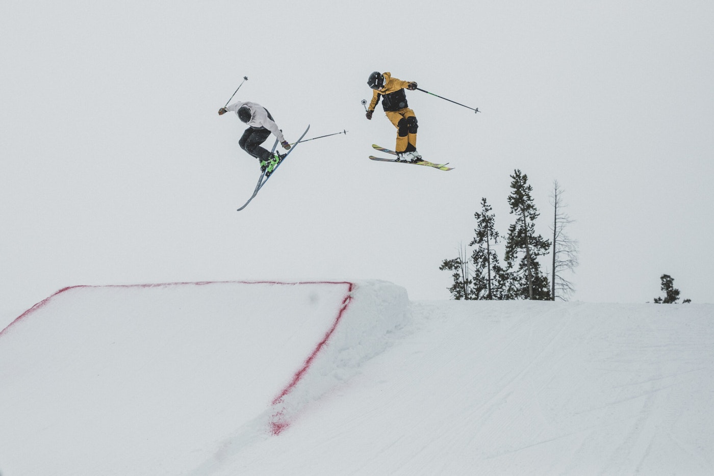 Skiera jump off a snow jump