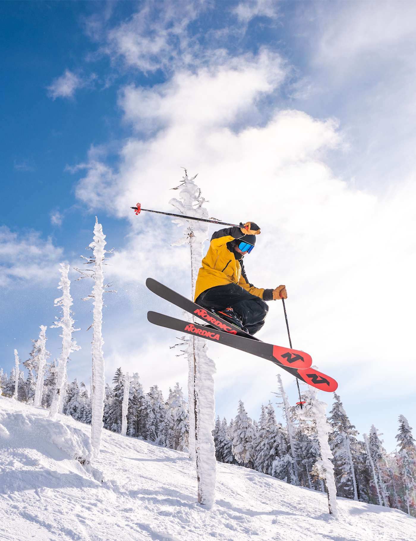 Skier Brooks Curran catching air at Saddleback Mountain, ME
