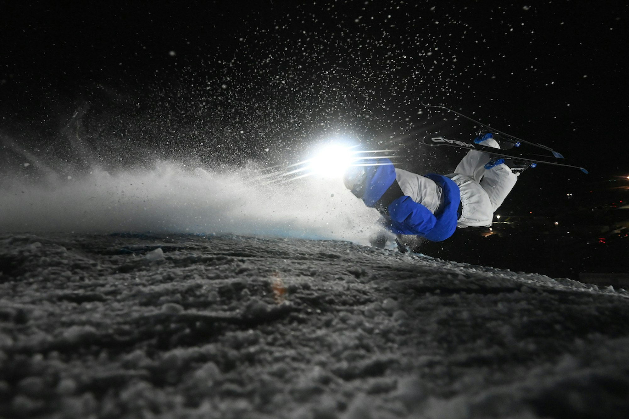 Skier Jesper Tjäder skiing in the knuckle Huck at X games