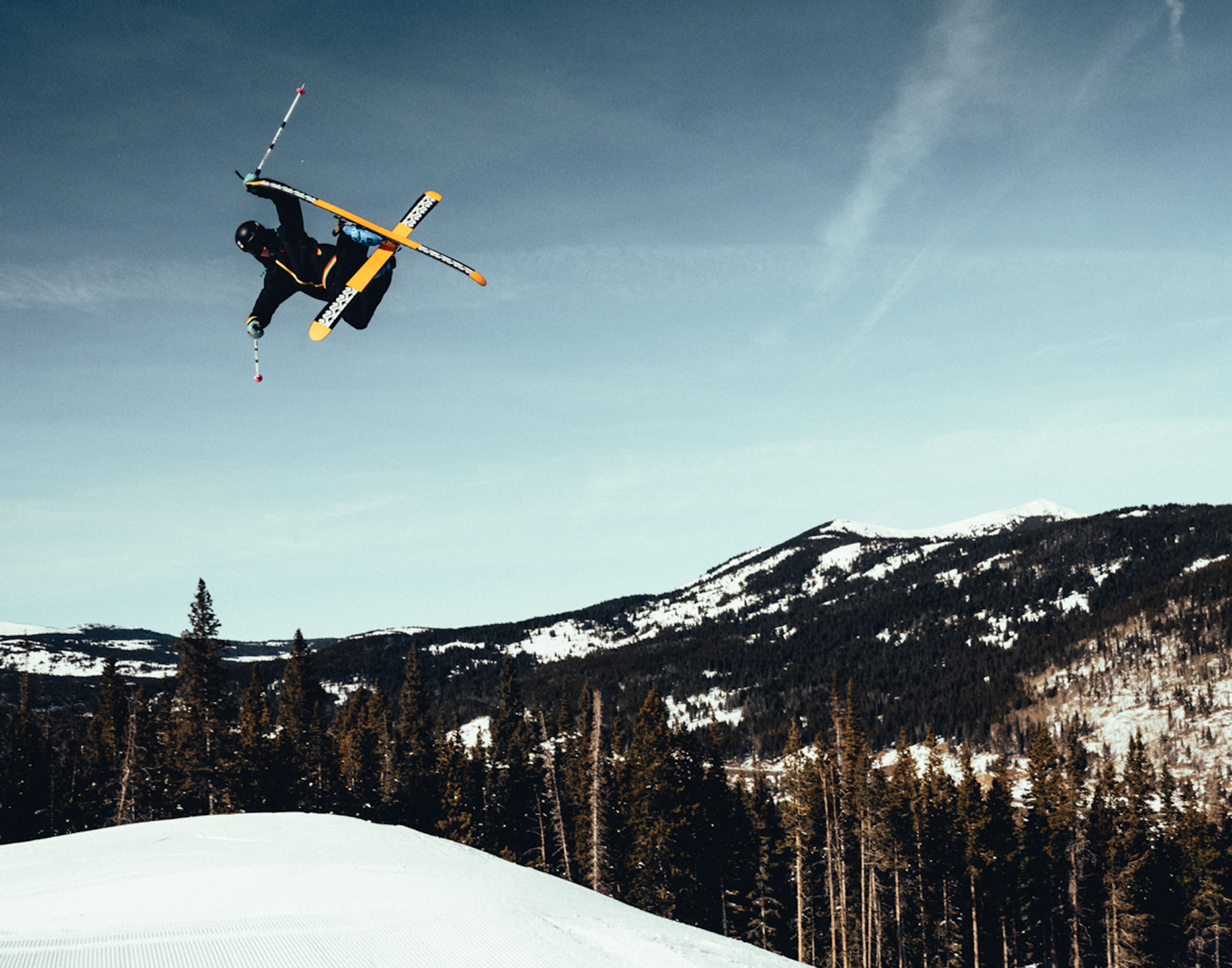 Skier Troy Pomilsak in the park at Copper Mountain, CO