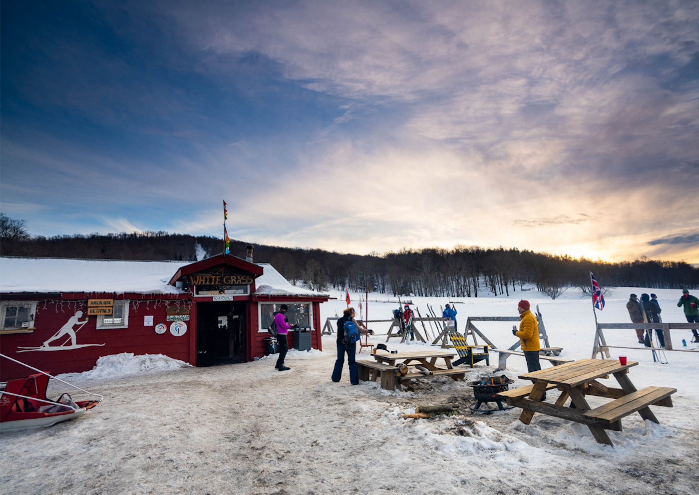 Back deck of a restaurant at a ski resort in West Virginia