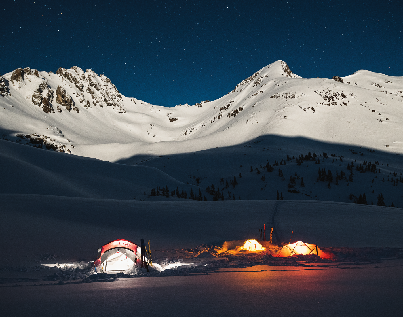 Campsite in the snow