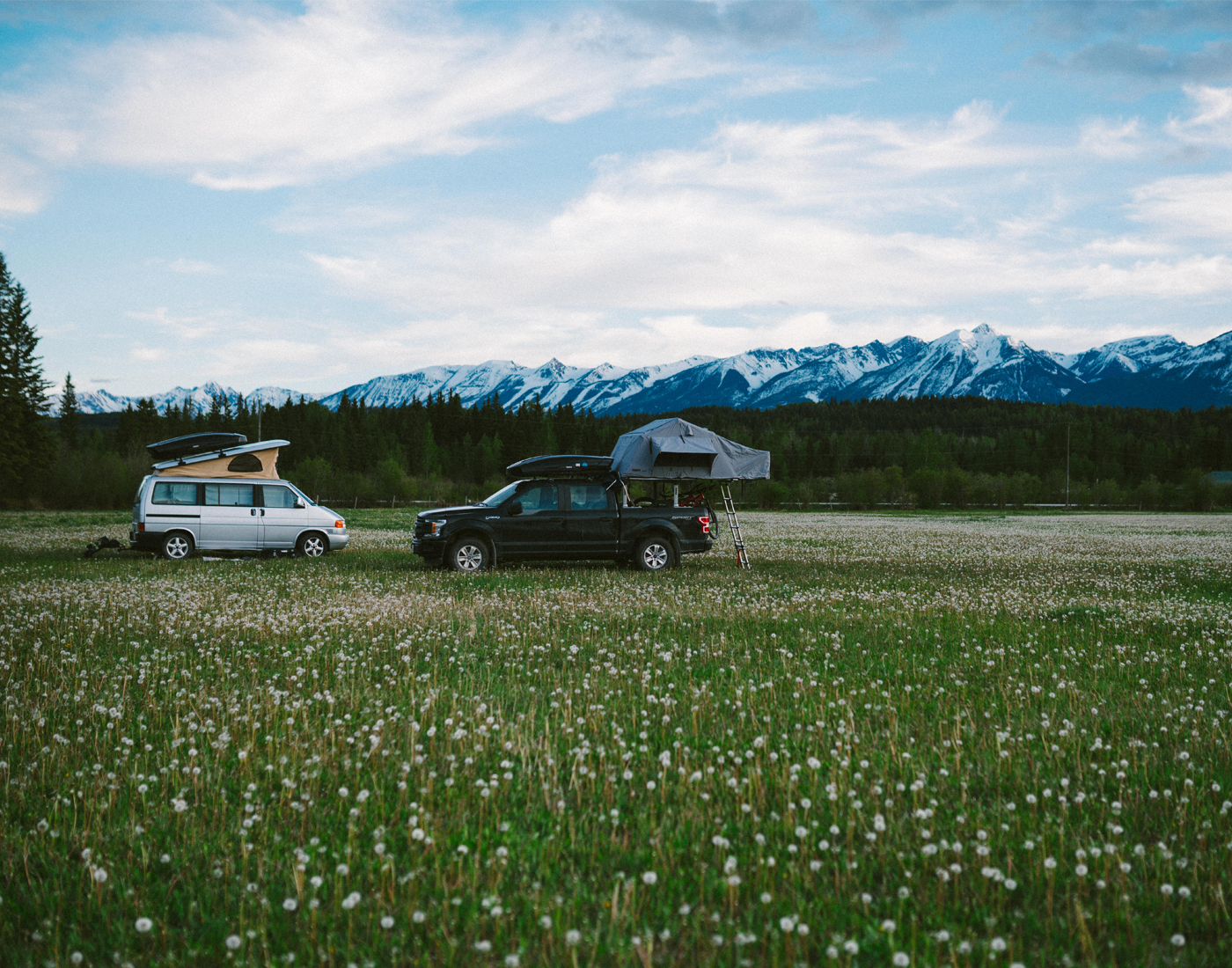 Campers in a mountain valley