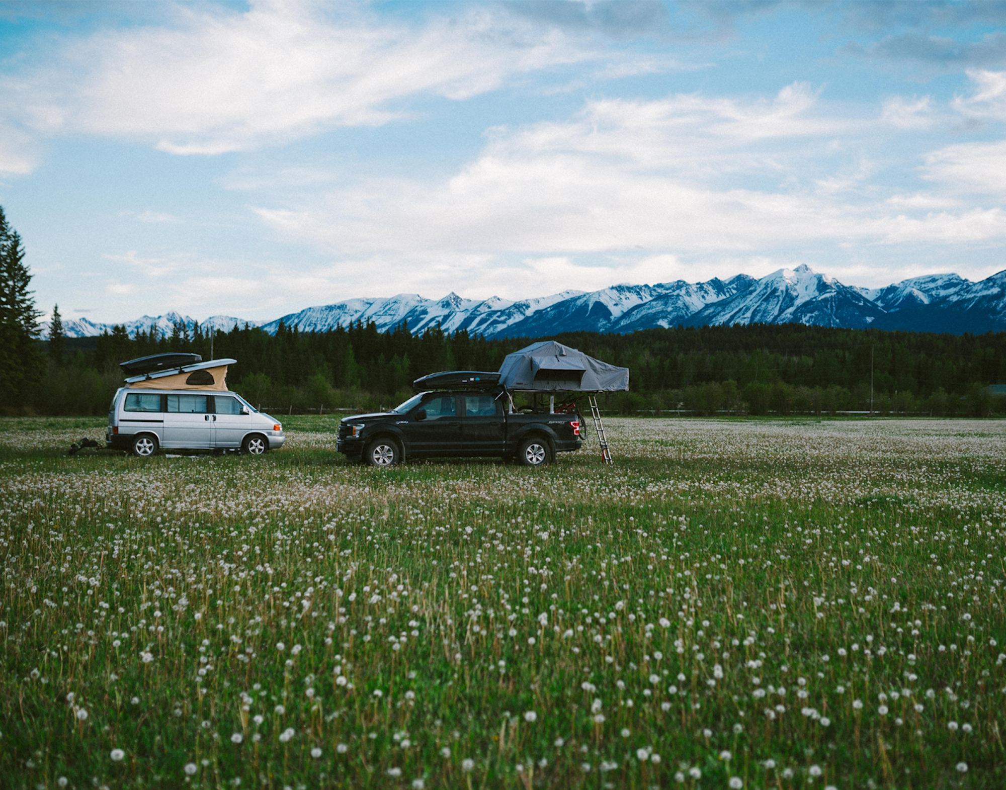 Campers in a mountain valley