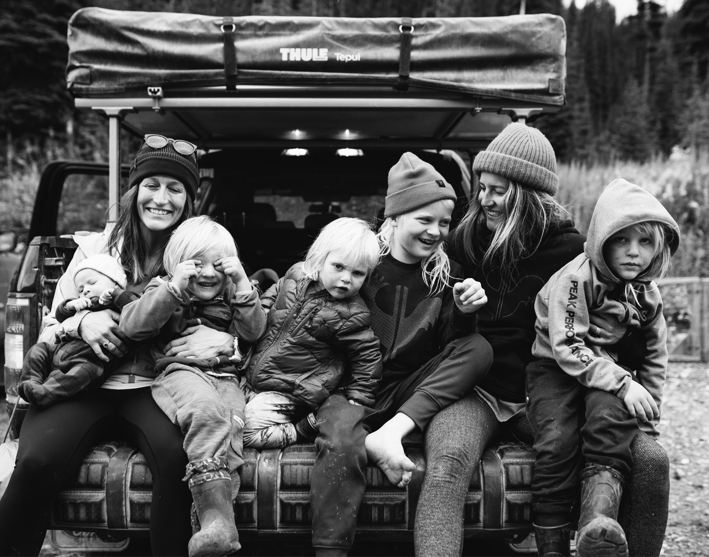 Tess Treadway and Izzy Lynch with their children