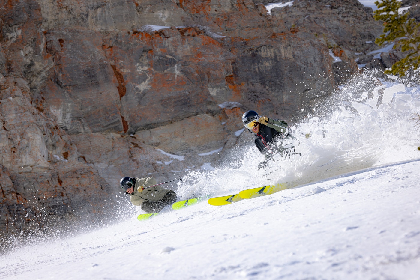 Skiers Will Goneau and Sander Hadley