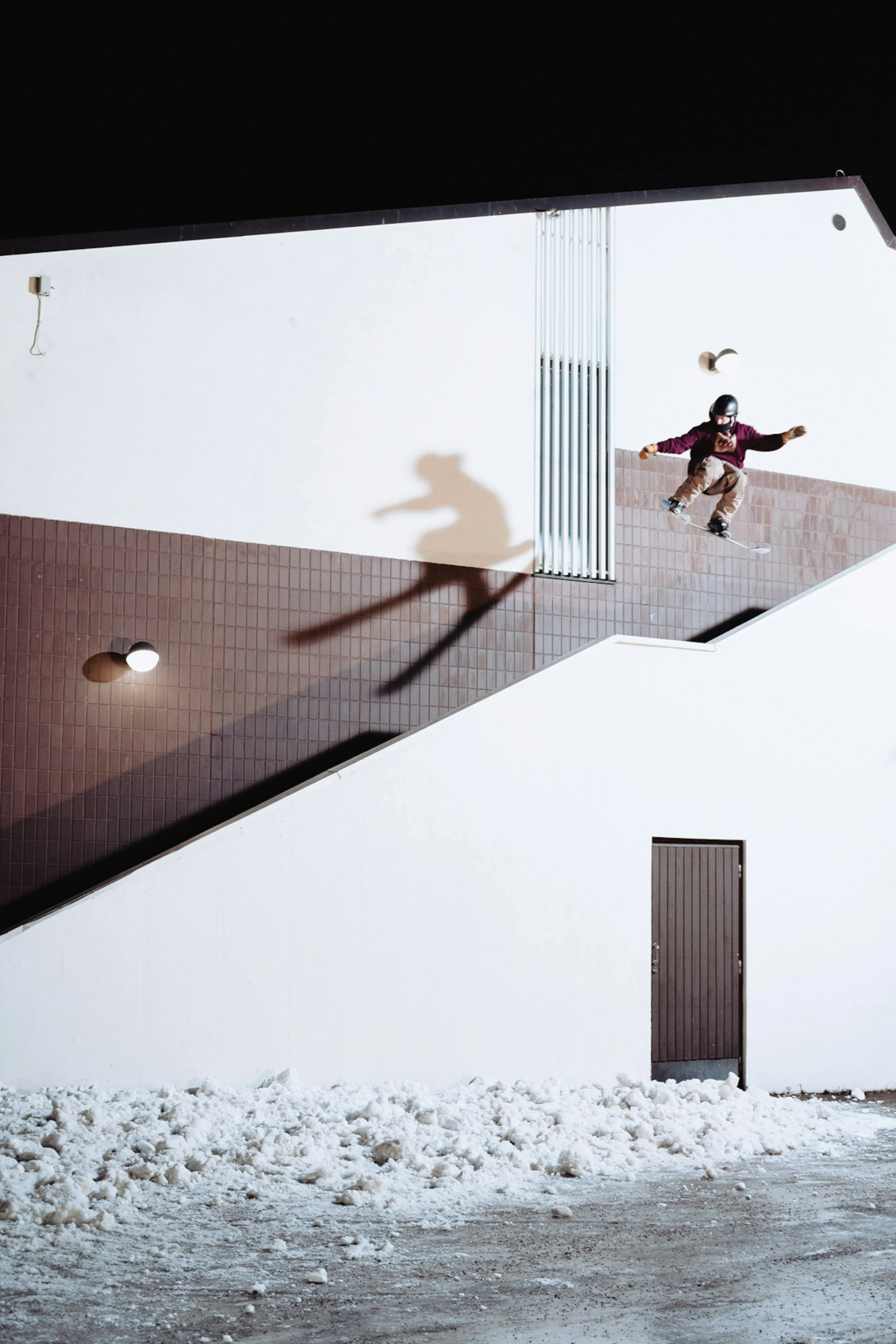 Skier Will Berman in Helsinki jibbing in the streets