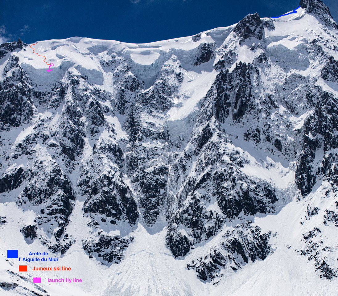 Playing a bird's way: Speed flying off the Jumeaux Serac in Chamonix
