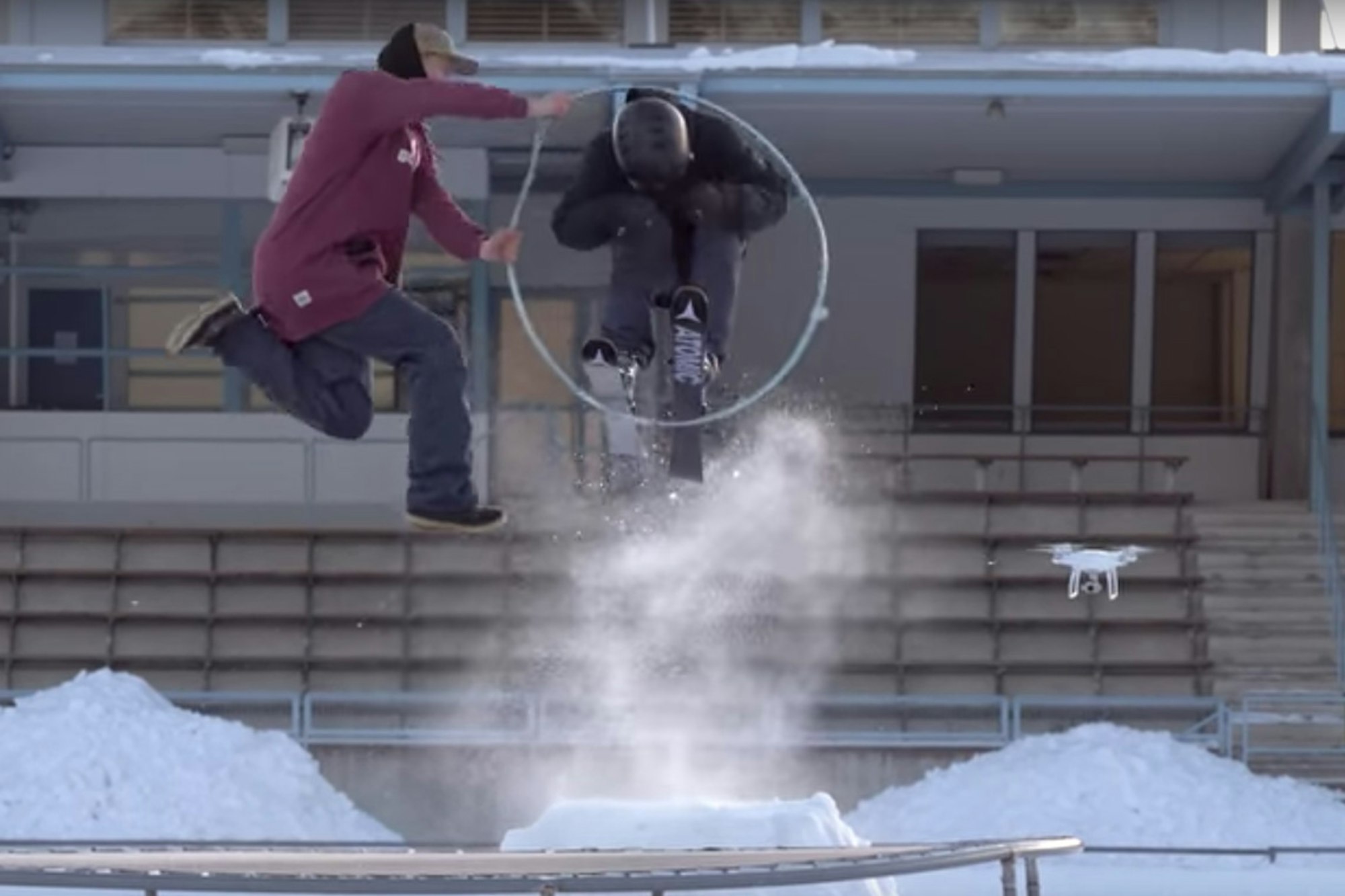Jump on in: The Real Skifi boys get creative with trampolines and hula hoops