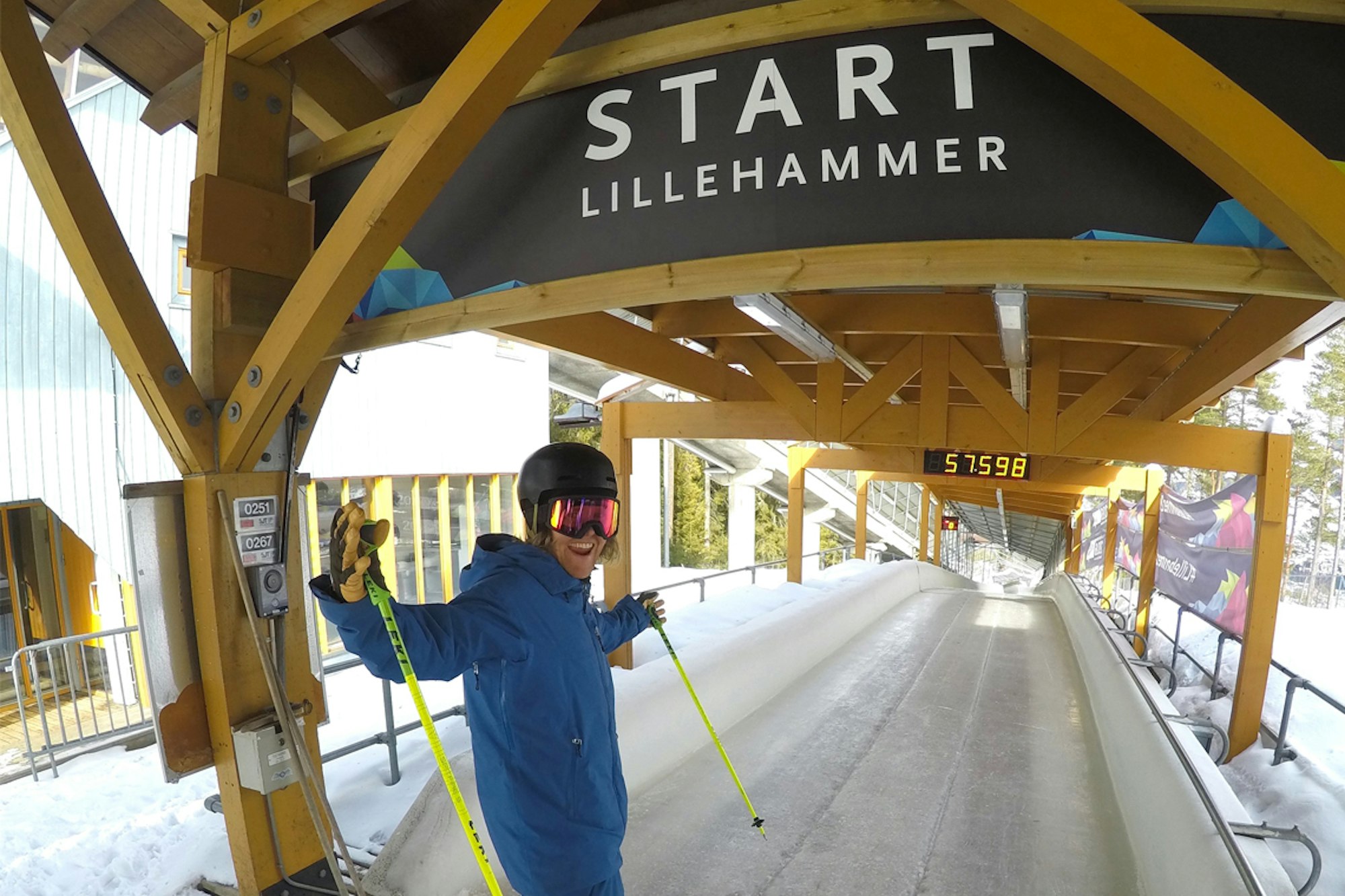 It's bobsled time: Anders Backe drops into Lillehammer Olympic bobsled course… on skis!