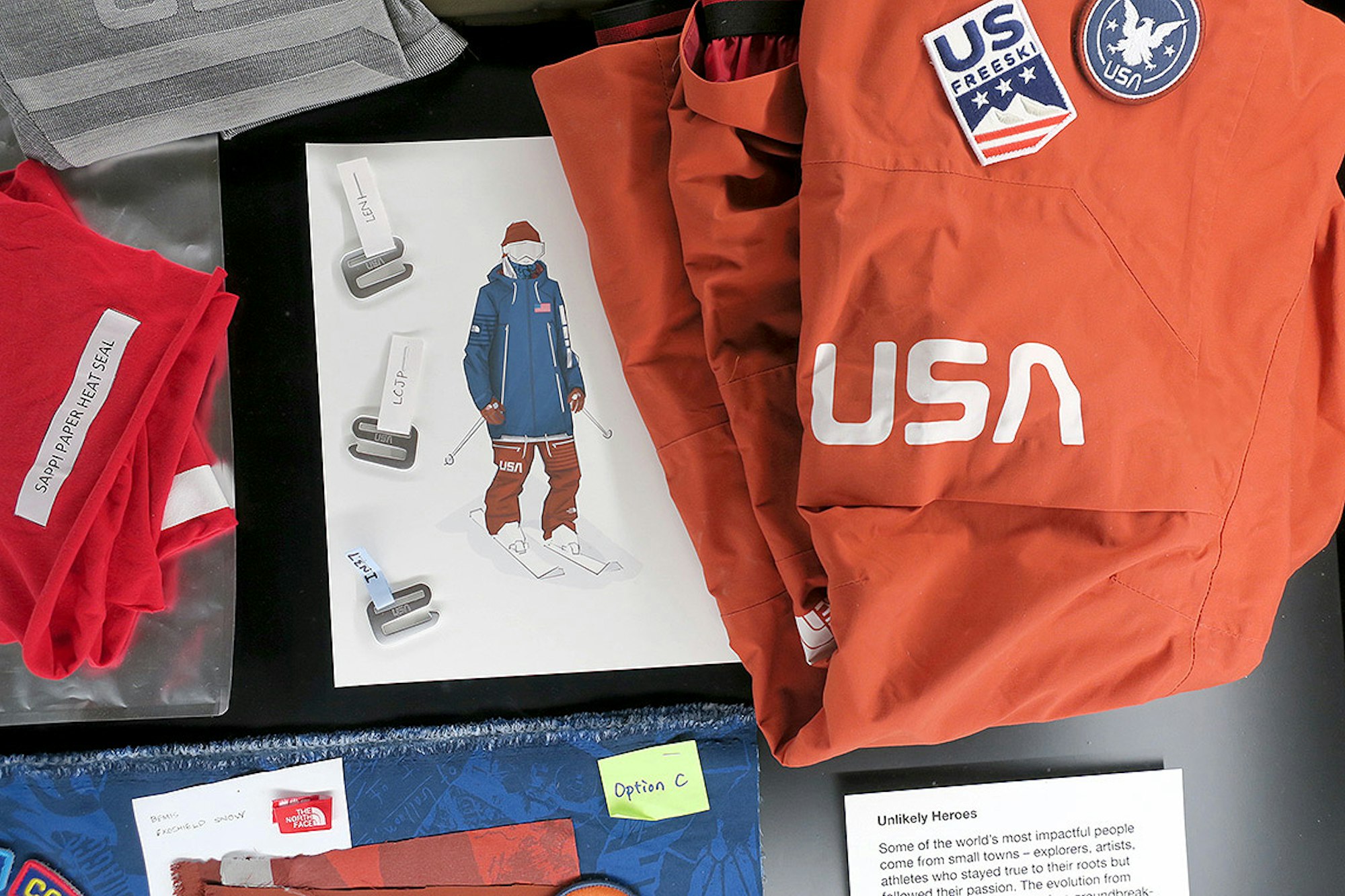 An artist rendering of a female athlete wearing The North Face's new unis.