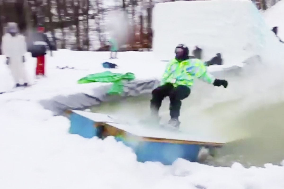 Total maniac performs double-backflip pond skim maneuver with ease