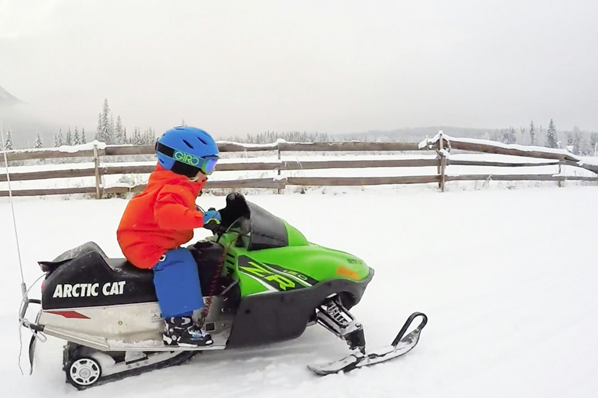 Dave Treadway's three-year-old son, Kasper, is a skiing and snowmobiling master